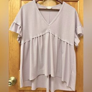 Women’s “Altar’d State” Lavender Short Sleeve Ruffle Top